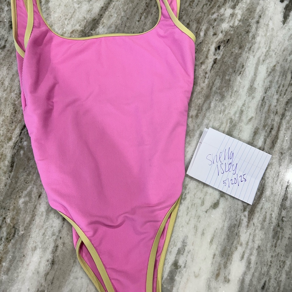 LainSnow Pink and Yellow One Piece Swimsuit - Large